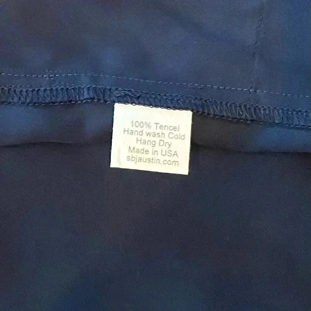 New SBJ Austin Navy Blue Midi Shirtdress Size Large Cottagecore Prairie Coastal - Picture 10 of 15